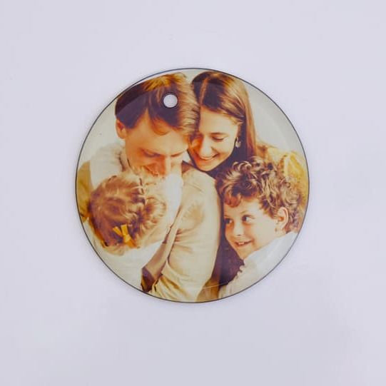 Cam Yılbaşı Süsü – Fotoğraf Baskılı Yuvarlak Süsleme - Clicksy