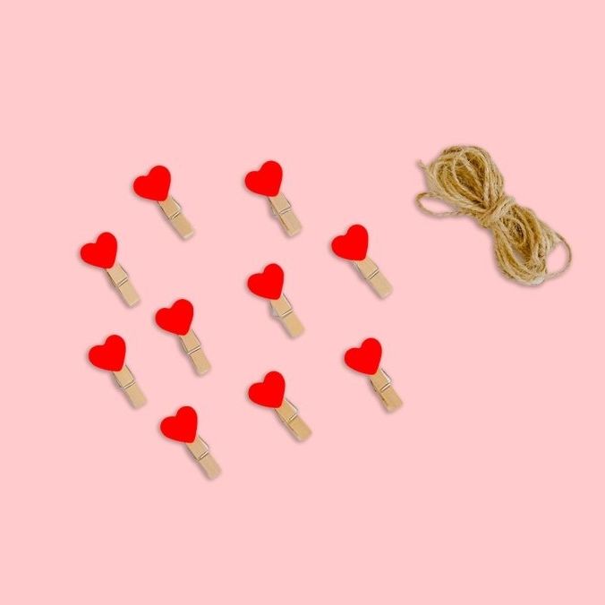 Kalpli Mandal 10’lu Set ve İp Hediyeli | Fotoğraf Askısı - Clicksy