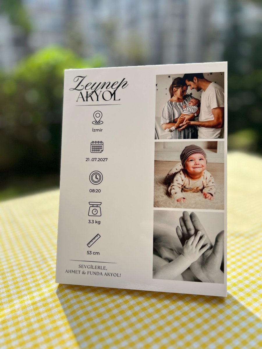 Yeni Doğan Bebek İçin 3 Fotoğraflı Ahşap Çerçeve - 15x20 / 20x25 cm - Clicksy