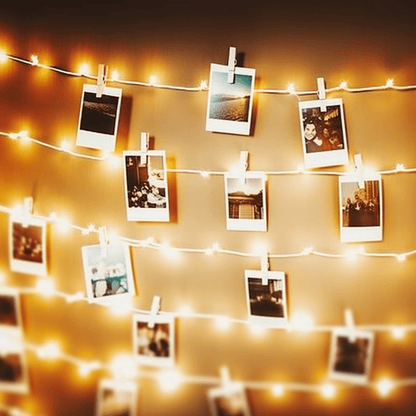 5 Metre Günışığı LED Işık ve Ahşap Mandallı Fotoğraf Asma Seti - Clicksy