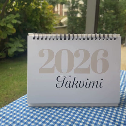 2026 Mevsimler Masa Takvimi – Beyaz Renk Spiral Takvim 21x15 cm. Yatay