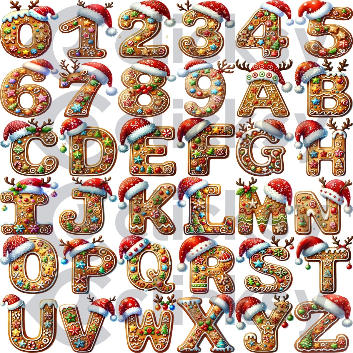 Yılbaşı Kurabiye Tasarımlı Harf ve İsim Kupa Bardak – Kişiye Özel & Kırmızı Kulplu - Clicksy