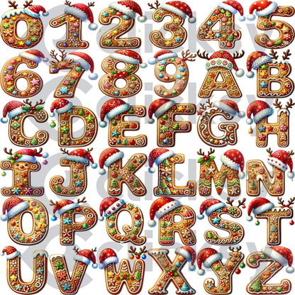 Yılbaşı Kurabiye Tasarımlı Harf ve İsim Kupa Bardak – Kişiye Özel & Kırmızı Kulplu - Clicksy