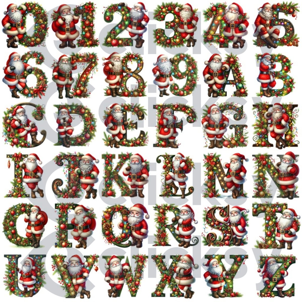 Yılbaşı Noel Baba Tasarımlı Harf ve İsim Kupa Bardak – Kişiye Özel & Kırmızı Kulplu - Clicksy